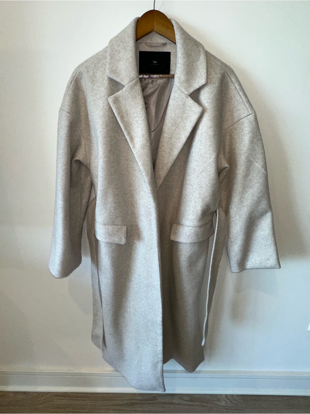 With Black Long Belted Robe Coat - Light Gray - Picture 9 of 16